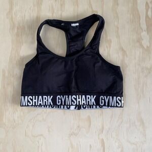 Gymshark Sports Bra Womens Small Black Racerback Logo Band Yoga Gym Top Workout